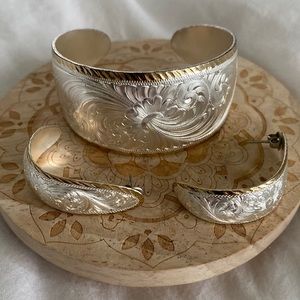 Montana Silversmiths Silver and Gold Bracelet and Earring set
